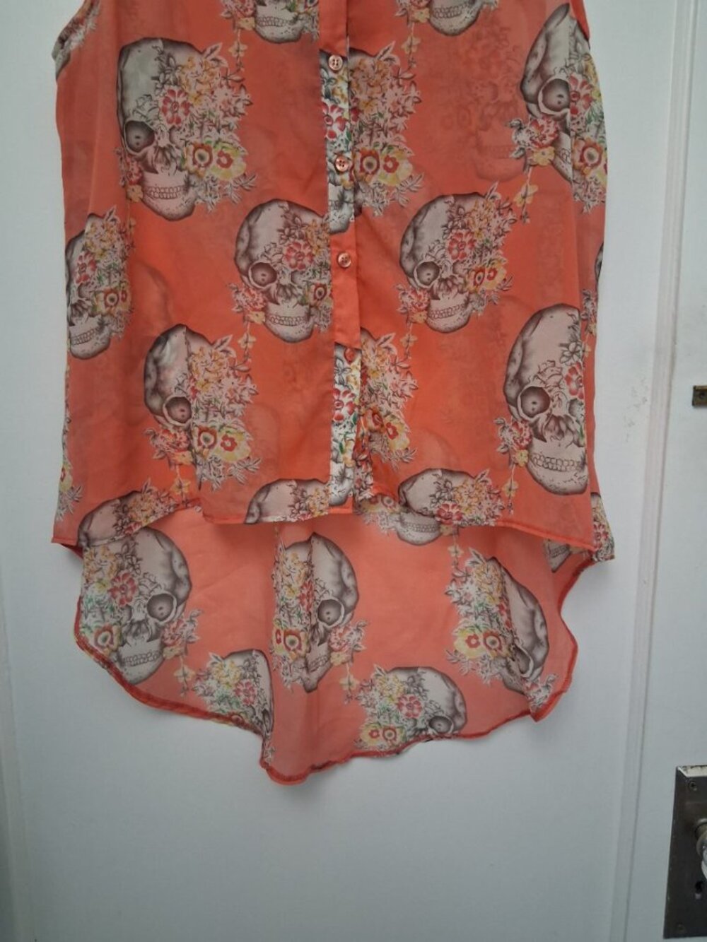 Glam Dollz Women's Floral Skull Blouse - Picture 4 of 6